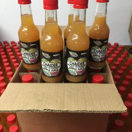 twelve 250ml bottles spiced Somerset apple juice. Chaider