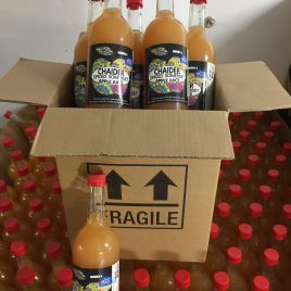 six 750ml bottles of Herby4 Spiced Somerset apple juice. Chaider